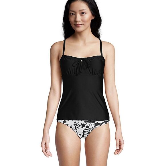 Lands End Women's NEW WITH TAGS Tie Front Underwire Tankini Swimsuit Top - Picture 4 of 12